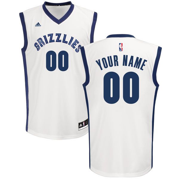 Men Adidas Memphis Grizzlies Custom Replica Home White NBA Jersey
